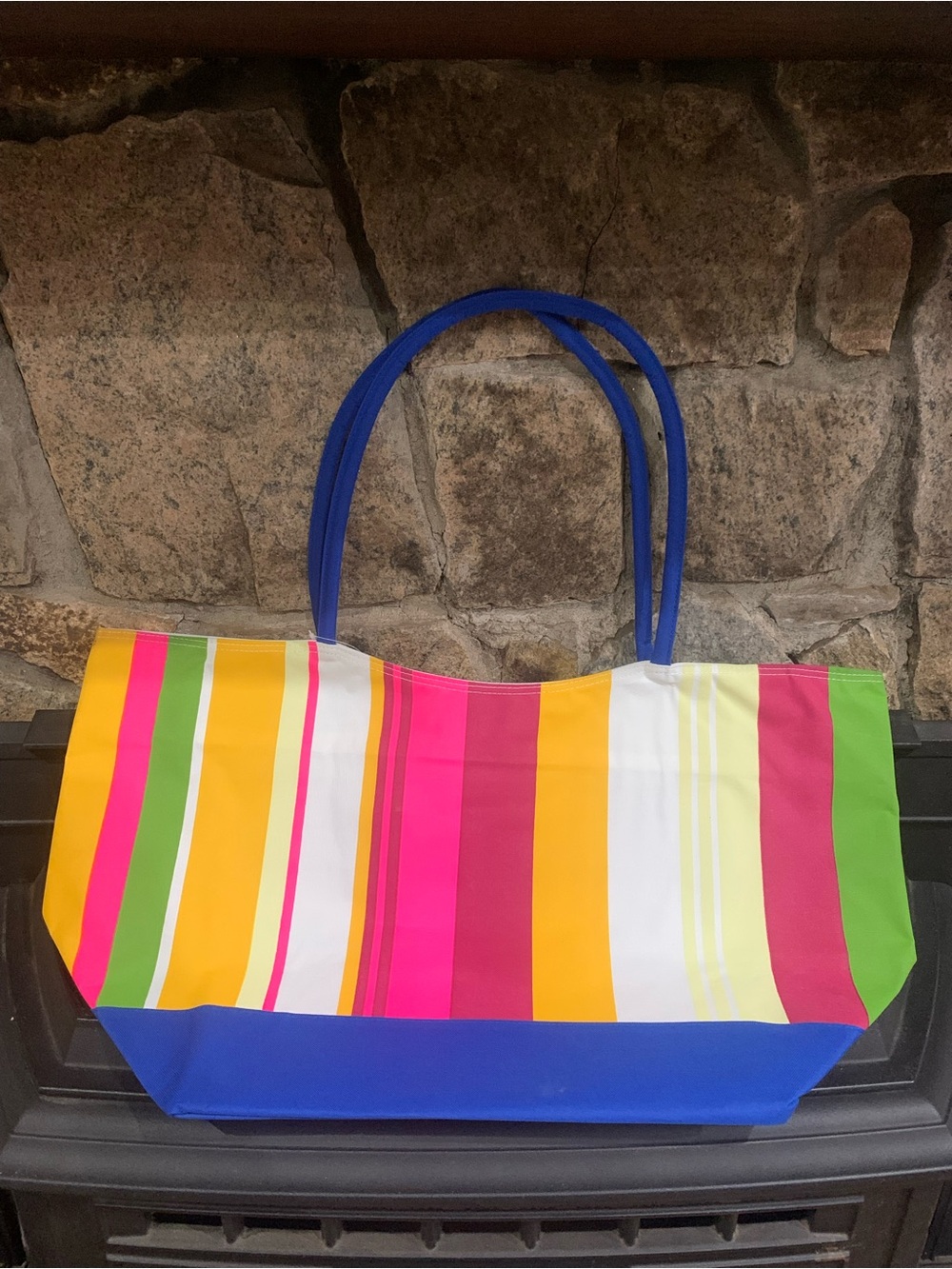 LBW Group Beach Tote Bag Multi-Color Summer Spring Striped New with Tags